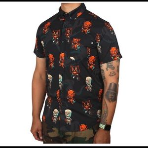 NWT Creepy Co Beistle Trick or Treaters button up XL